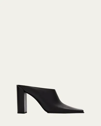 ALAÏA LEATHER SQUARE-TOE MULES