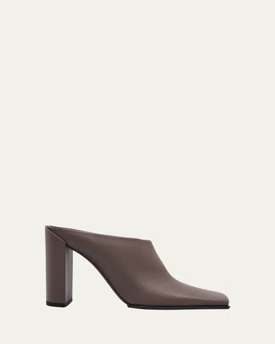 Alaïa Leather Square-toe Mules In Brown