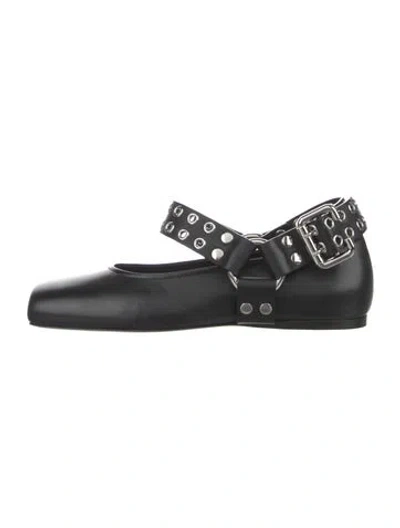 Pre-owned Alaïa Leather Studded Accents Ballet Flats In Black