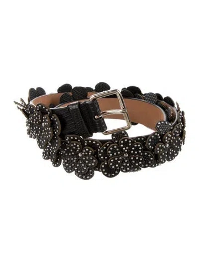 Pre-owned Alaïa Leather Studded Accents Belt In Black