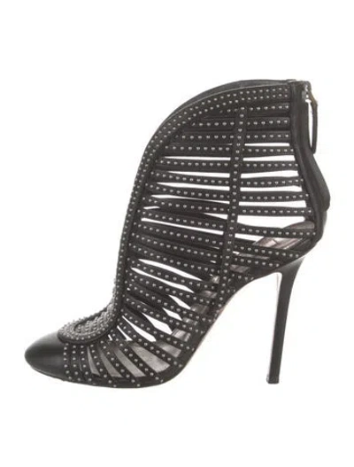 Pre-owned Alaïa Leather Studded Accents Boots In Black