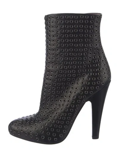 Pre-owned Alaïa Leather Studded Accents Boots In Blue