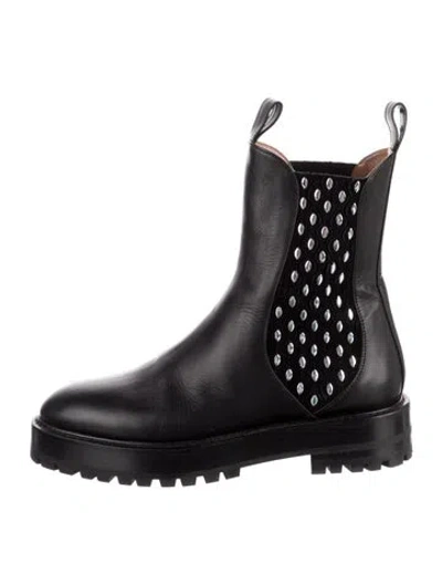 Pre-owned Alaïa Leather Studded Accents Chelsea Boots In Black