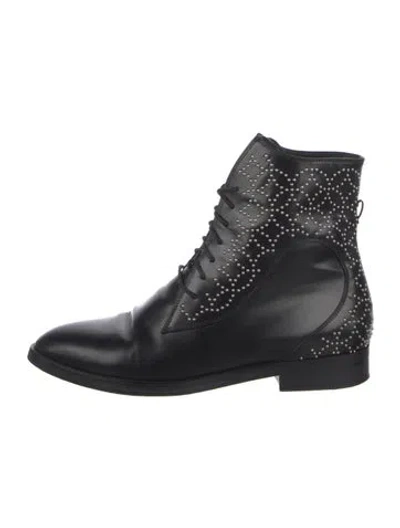 Pre-owned Alaïa Leather Studded Accents Combat Boots In Black