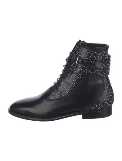 Pre-owned Alaïa Leather Studded Accents Combat Boots In Black