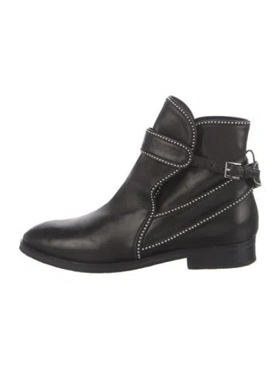 Pre-owned Alaïa Leather Studded Accents Moto Boots In Black