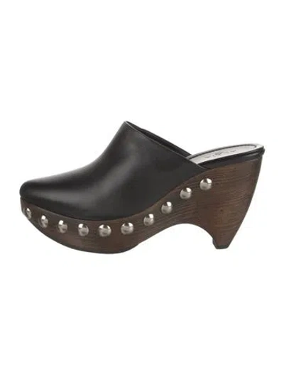 Pre-owned Alaïa Leather Studded Accents Mules In Black