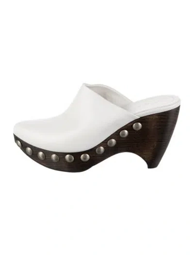 Pre-owned Alaïa Leather Studded Accents Mules In White