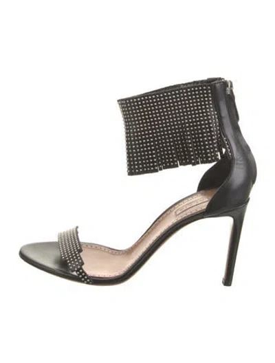 Pre-owned Alaïa Leather Studded Accents Sandals In Black