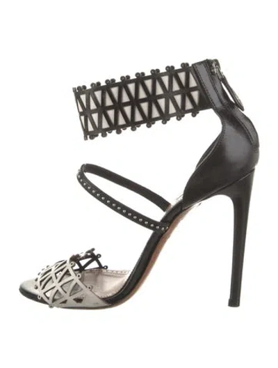 Pre-owned Alaïa Leather Studded Accents Sandals In Black