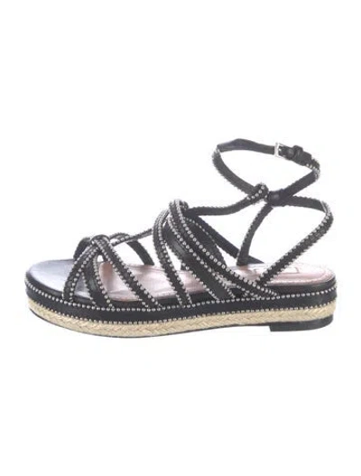 Pre-owned Alaïa Leather Studded Accents Sandals In Black