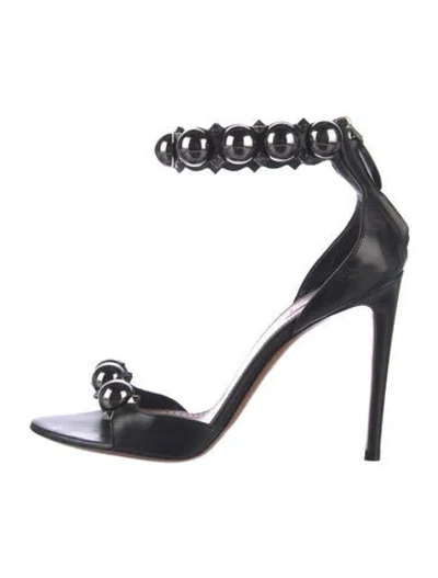 Pre-owned Alaïa Leather Studded Accents Sandals In Black