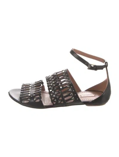Pre-owned Alaïa Leather Studded Accents Sandals In Black