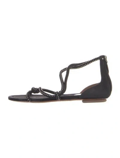 Pre-owned Alaïa Leather Studded Accents Sandals In Blue