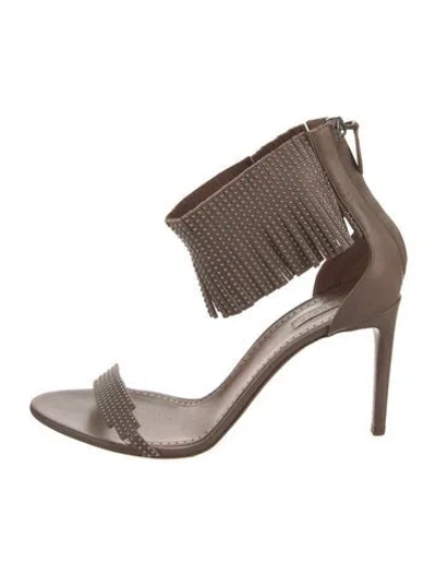 Pre-owned Alaïa Leather Studded Accents Sandals In Brown