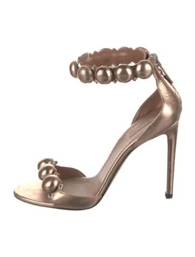 Pre-owned Alaïa Leather Studded Accents Sandals In Neutral