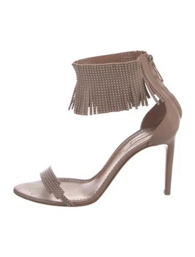 Pre-owned Alaïa Leather Studded Accents Sandals In Neutrals