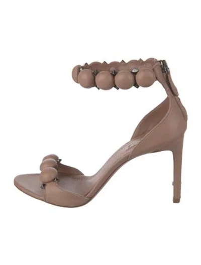 Pre-owned Alaïa Leather Studded Accents Sandals In Neutrals