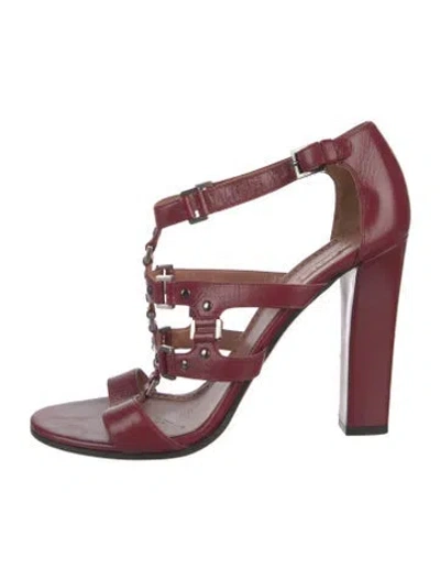 Pre-owned Alaïa Leather Studded Accents Sandals In Red