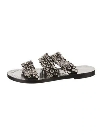 Pre-owned Alaïa Leather Studded Accents Slides In Black