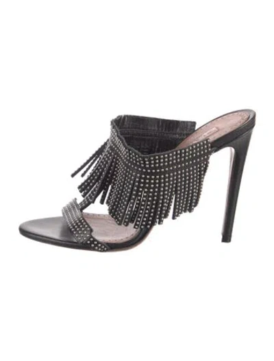 Pre-owned Alaïa Leather Studded Accents Slides In Black