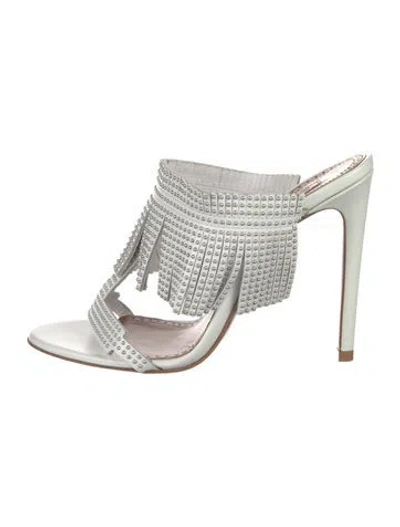 Pre-owned Alaïa Leather Studded Accents Slides In White