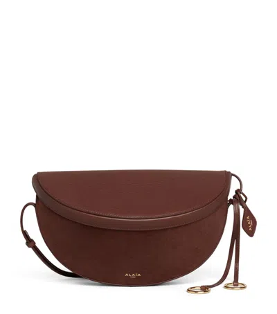 Alaïa Leather-suede Hip East-west Shoulder Bag In Brown