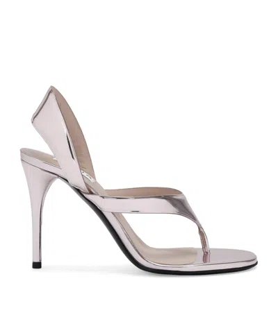 Alaïa Leather Tong Heeled Sandals 90 In Pink