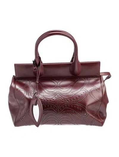 Pre-owned Alaïa Leather Top Handle Bag In Burgundy