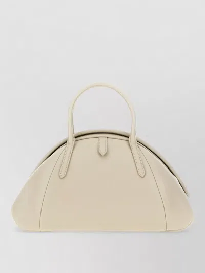 Alaïa Leather Tote Bag Curved Handle Tag In White