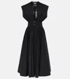 Alaïa Leather-trimmed Cotton Maxi Dress In Black