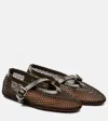 Alaïa Leather-trimmed Fishnet Ballet Flats