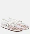 Alaïa Leather-trimmed Fishnet Ballet Flats In White