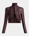 Alaïa Leather Trimmed Jacket In Purple