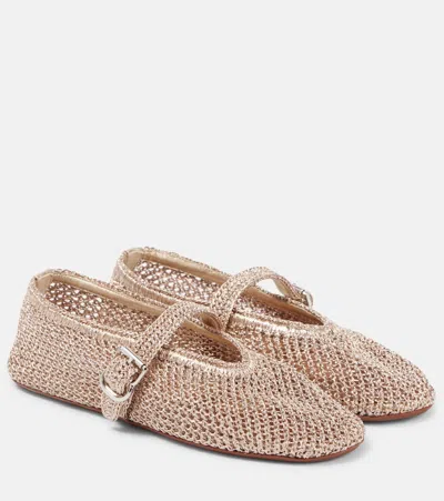 Alaïa Leather-trimmed Mesh Flats In Beige
