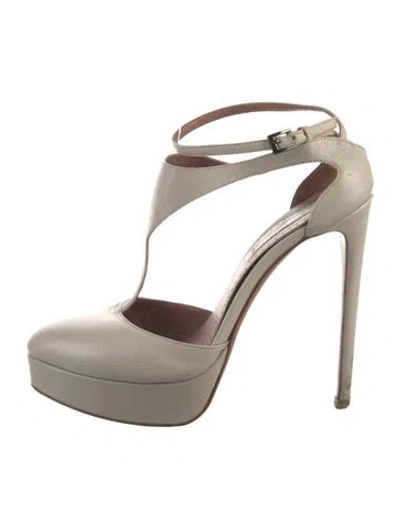 Pre-owned Alaïa Leather T-strap Pumps In Neutral