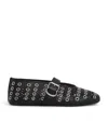 Alaïa Buckle Perforated Round Toe Ballerina Shoes In Black