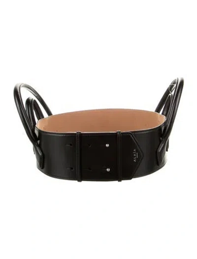 Pre-owned Alaïa Leather Waist Belt In Black
