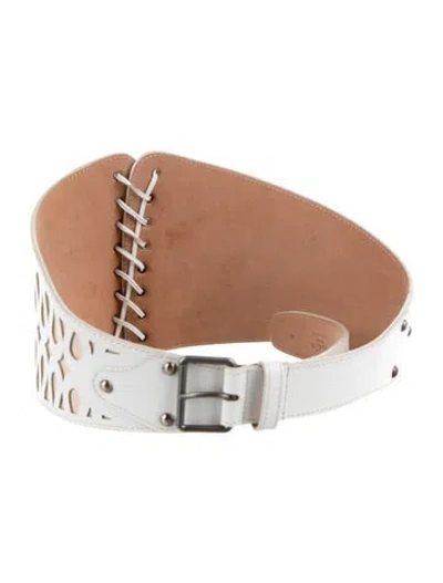 Pre-owned Alaïa Leather Waist Belt In White