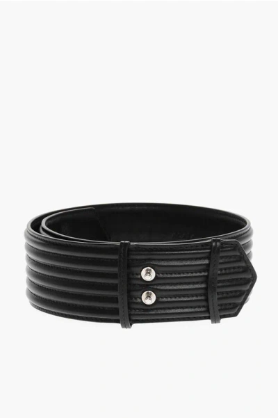 Alaïa Leather Waist Belt Without Buckle 55mm In Black