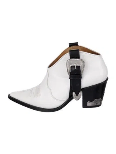 Pre-owned Alaïa Leather Western Boots In Black/white