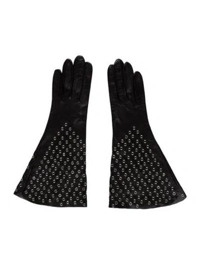 Pre-owned Alaïa Leather Winter Gloves In Black