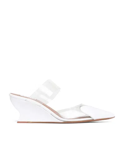 Alaïa Leather-pvc Le Coeur Wedge Mules 60 In White