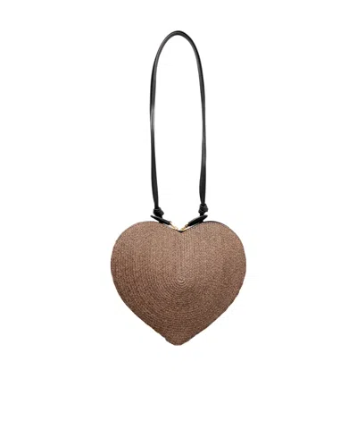 Alaïa Leather-trimmed Raffia Shoulder Bag In Brown