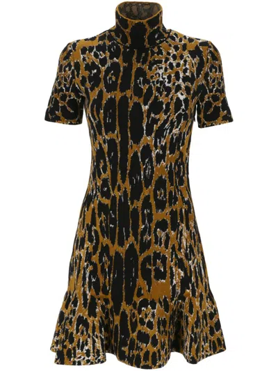 Alaïa Leopard-print Minidress In Multicolor