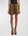 Alaïa Leopard-printed Jacquard Knit Mini Skirt In Noirmulticolor