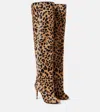 Alaïa Leopard-print Calf Hair Over-the-knee Boots In Brown