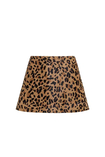 Alaïa Leopard Print Mini Skirt In Nude