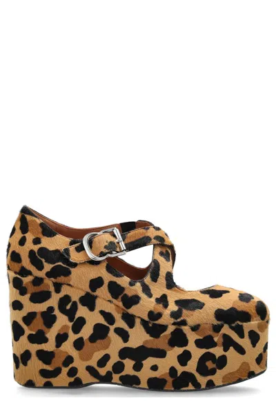 Alaïa Brown Criss Cross Wedge Heels In Multi