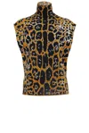 Alaïa Leopard Print Sleeveless Top In Noir & Multicolor